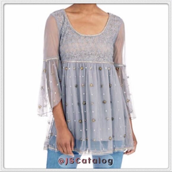 🎉HP X 2🎉Free People Embroidered Lace Blouse Size XS - Picture 1 of 7
